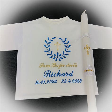 Detská košieľka na krst s folklórnou výšivkou a menom dievčatka