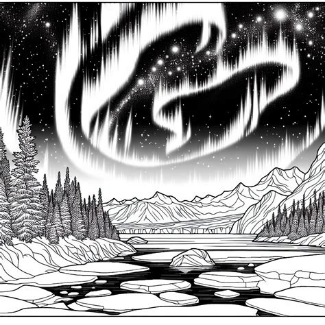 detailná ilustrácia ohňostroja nad horskou krajinou pre náročnejších umelcov