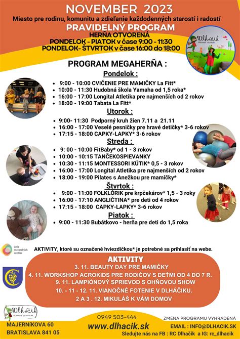 Infografika s logom RC Dlháčik a kľúčovými aktivitami