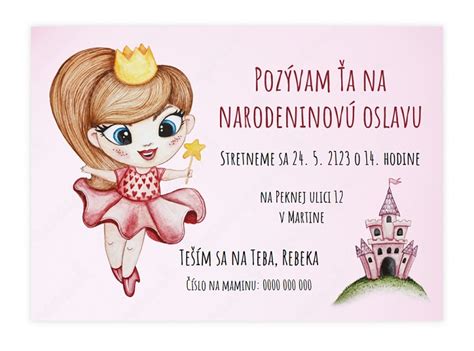 Tematické pozvánky na detskú oslavu s princeznami alebo rozprávkovými motívmi