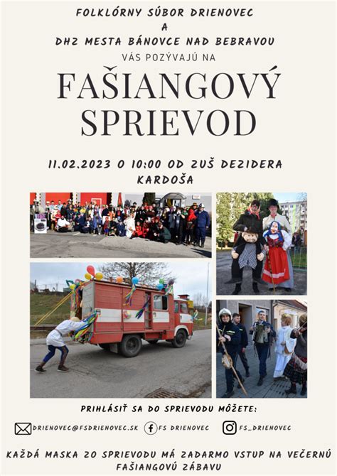 Fašiangový sprievod masiek v tradičných krojoch a kostýmoch.