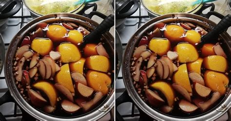 koláž rôznych variantov vareného vína a punču s ovocím a koreninami