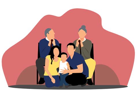ilustrácia šťastnej rodiny s viacerými generáciami