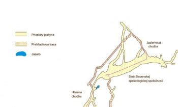 Mapa znázorňujúca polohu jaskyne Driny v rámci Malých Karpát a prístupovú cestu z rekreačnej oblasti Jahodník