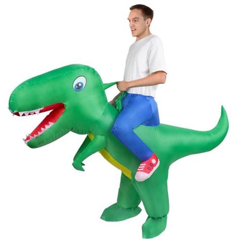 Ukážka nafukovacieho kostýmu dinosaura.