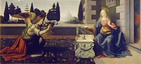 Detail ľalie na obraze Zvestovanie od Leonarda da Vinci