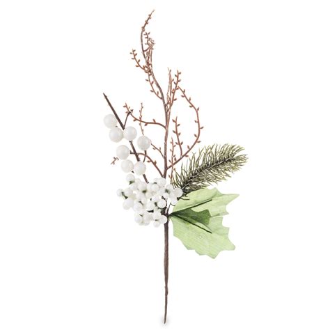 Umelá vianočná vetvička s bielymi bobuľami