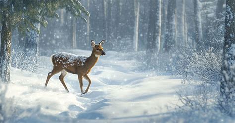 srnka v zasneženom lese
