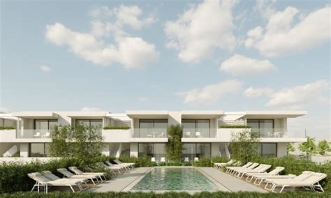 architektonický záber rezortu s jazernou plochou