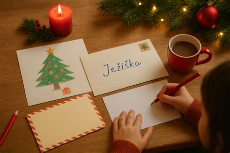 Deti píšu list Santovi v jeho kancelárii