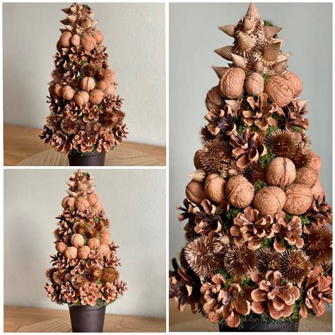 DIY vianočný stromček zo šišiek s korálkami