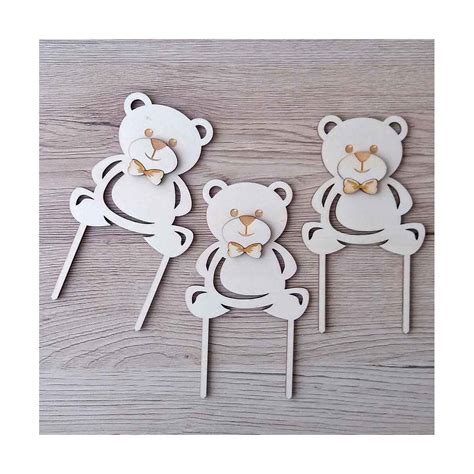 farebné zápichy na tortu s motívom medvedíka a balónika