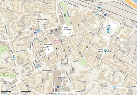 Mapa Žiliny s vyznačenými bodmi súťažnej úlohy