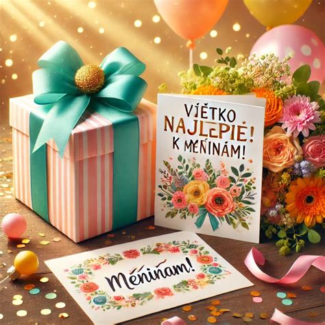 kreatívne grafické spracovanie blahoželania k meninám s kvetinovým motívom