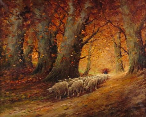 Ilustrácia svätého Vendelína s ovcami a pastiermi