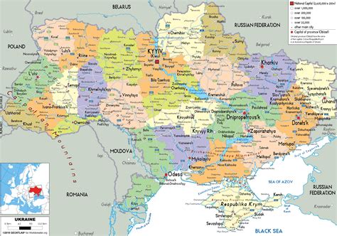Mapa východnej Ukrajiny s vyznačenou frontovou líniou