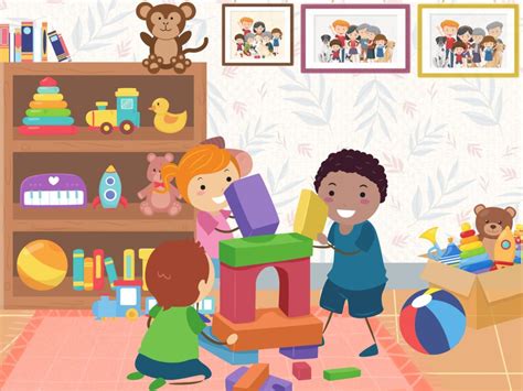 deti sa hrajú na lyžiarskej škôlke s postavičkami