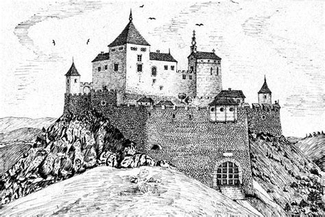 Dobová ilustrácia Markušovského hradu po prestavbe v 15. storočí