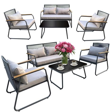 ilustrácia rôznych typov záhradného nábytku vhodného na svadbu