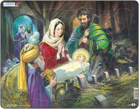 Ilustrácia: Jozef a Mária s dieťatkom v jasliach v maštali