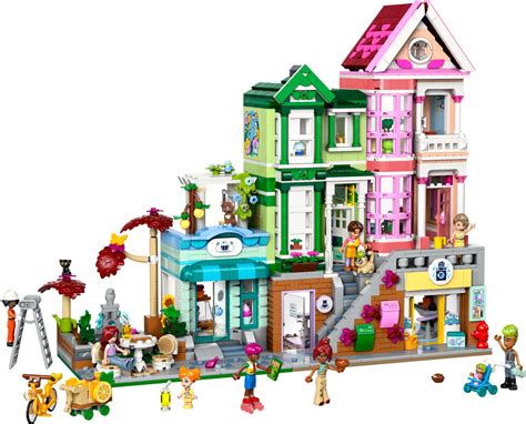 scéna z LEGO Friends mesta s postavičkami a zvieratami