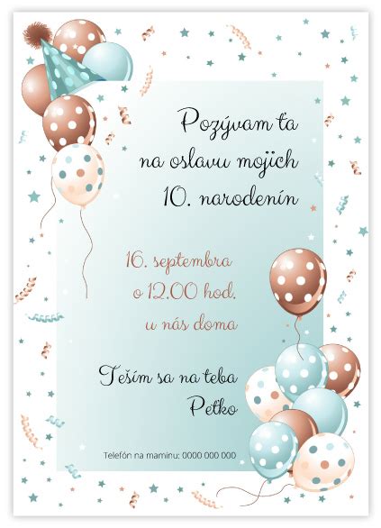 Tematická ilustrácia narodeninovej pozvánky pre deti