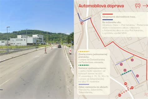 Mapa dopravných obmedzení v Piešťanoch