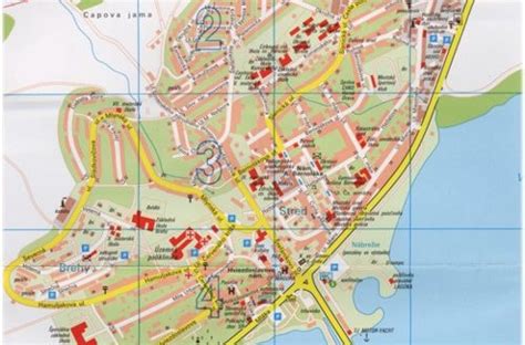 Mapa Námestova s vyznačenými lokalitami Oravskej priehrady a klubu Imperia-M