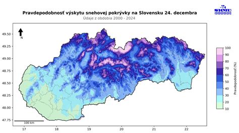 infografika znázorňujúca pravdepodobnosť výskytu snehu na Vianoce v rôznych nadmorských výškach na Slovensku