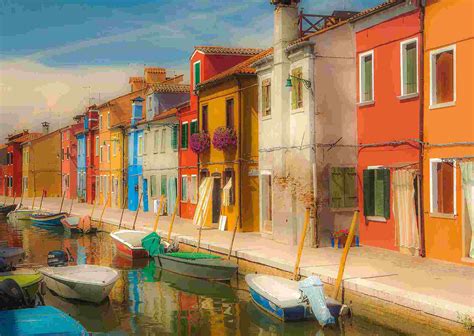 Farebné domy na ostrove Burano a ukážka výroby muránskeho skla