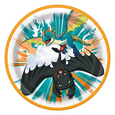 Set of paper plates with How to Train Your Dragon characters