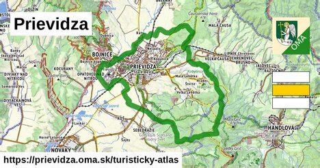 Informatívna mapa okresu Prievidza s vyznačenými svadobnými lokalitami