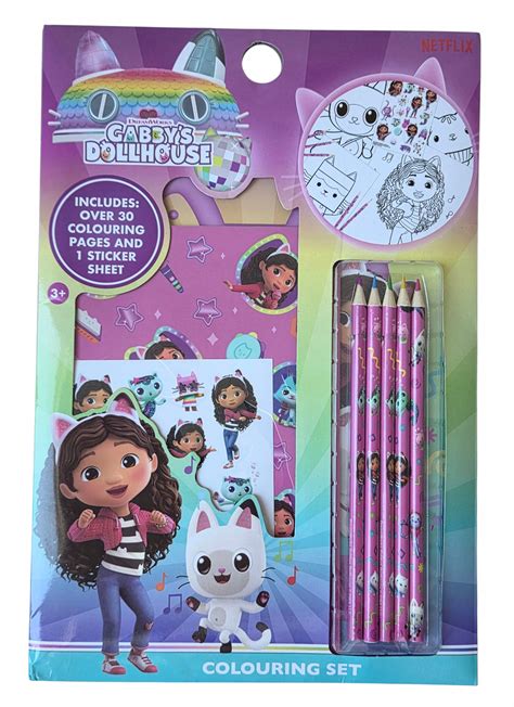 Sada malých kreatívnych balíčkov pre deti: omaľovánka, pastelky a nálepky zabalené v priehľadnom vrecúšku.