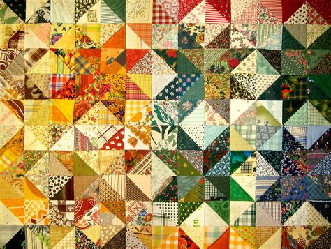Ilustrácia rôznych vzorov vytvorených technikou nešitý patchwork
