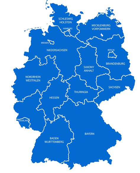 Mapa Nemecka s vyznačenými štátnymi sviatkami podľa spolkových krajín