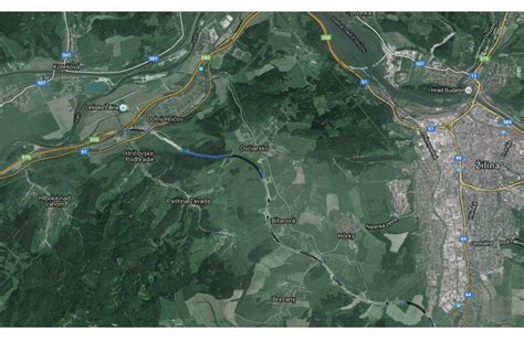Mapa s vyznačenou polohou Lietavského hradu v okolí Žiliny