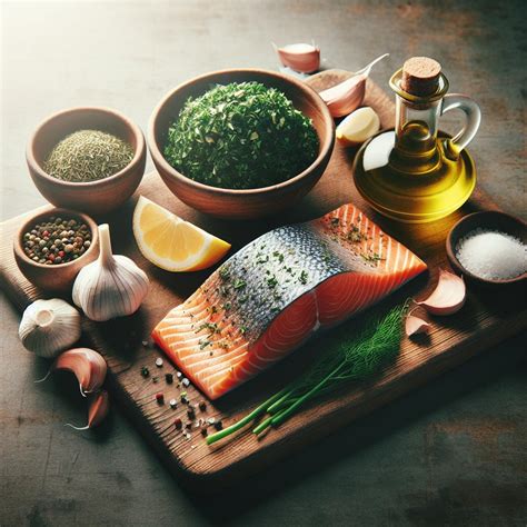 Ilustrácia zdravého pečeného kapra s bylinkami a citrónom