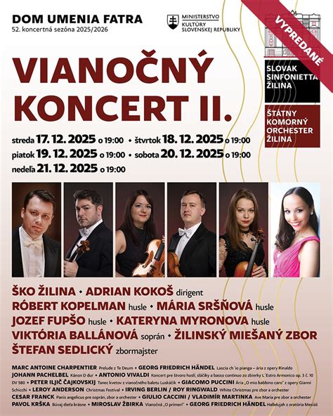 program Veľkonočných koncertov Štátneho komorného orchestra Žilina v Dome umenia Fatra