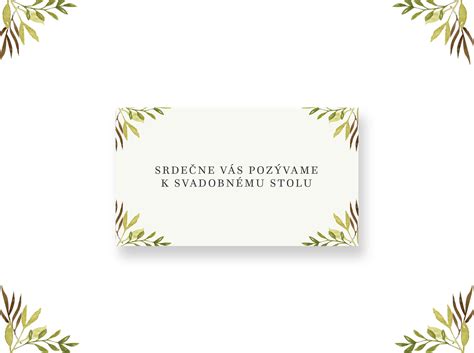 Ukážka minimalistickej pozvánky k svadobnému stolu vo formáte 9x5 cm na kvalitnom papieri