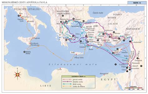 Mapa: Misijné cesty svätého Pavla