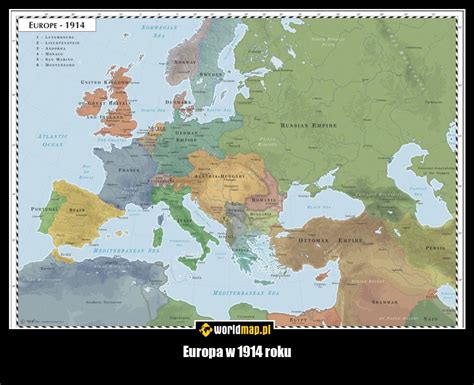 Mapa Európy z roku 1914 zobrazujúca frontové línie