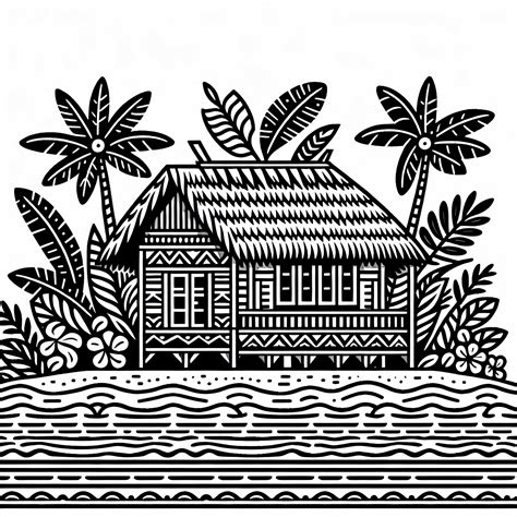 Detail tradičného domu na Kiribati s palmovou strechou