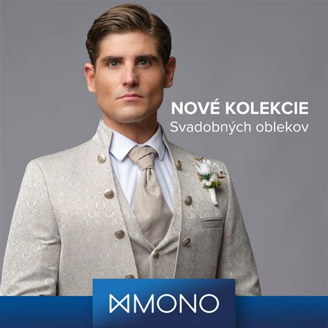 Ukážka rôznych štýlov svadobných oblekov pre ženícha, vrátane vintage a moderných možností.