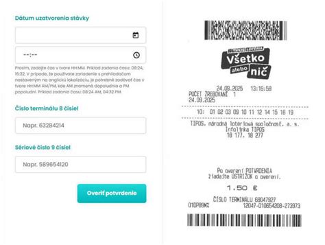 Screenshot webstránky TIPOS s formulárom na overenie tiketu