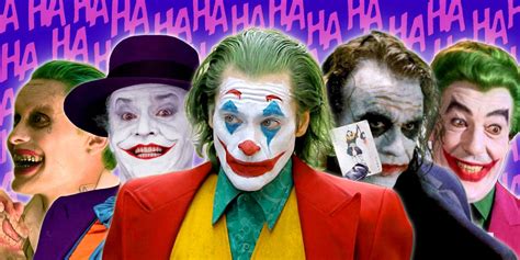 Koláž hercov, ktorí stvárnili Jokera (Cesar Romero, Jack Nicholson, Heath Ledger, Joaquin Phoenix)