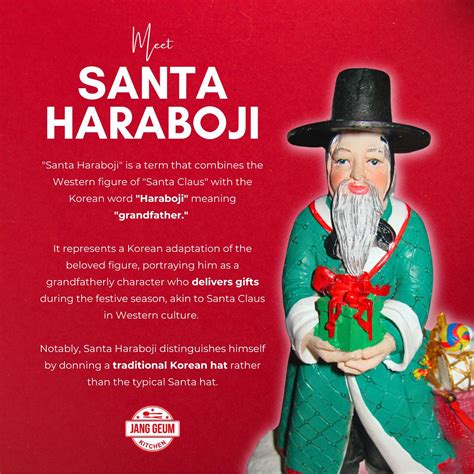Ilustrácia kórejského Santa Clausa (Santa Haraboji) v tradičnom odeve