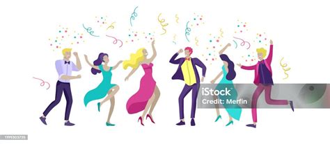 Ilustrácia skupiny ľudí v kreatívnych párty kostýmoch