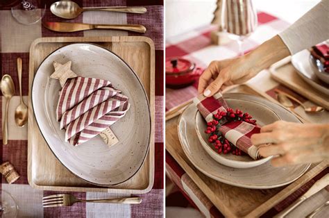 Fotografia prestretého vianočného stola s vianočným porcelánom, vrátane hrnčekov, tanierov a mís.