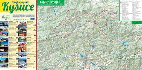 mapa regiónu Kysuce so zvýraznenými hranicami a riekou