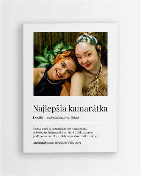 Dizajnová personalizovaná tabuľa s textom a fotografiou pre kamarátku